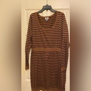 Oldnavy Tan and Black Striped Sweater Dress